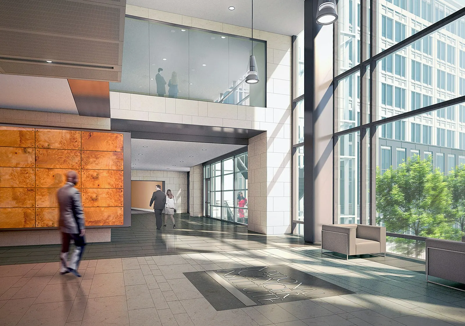 Bright medical center atrium